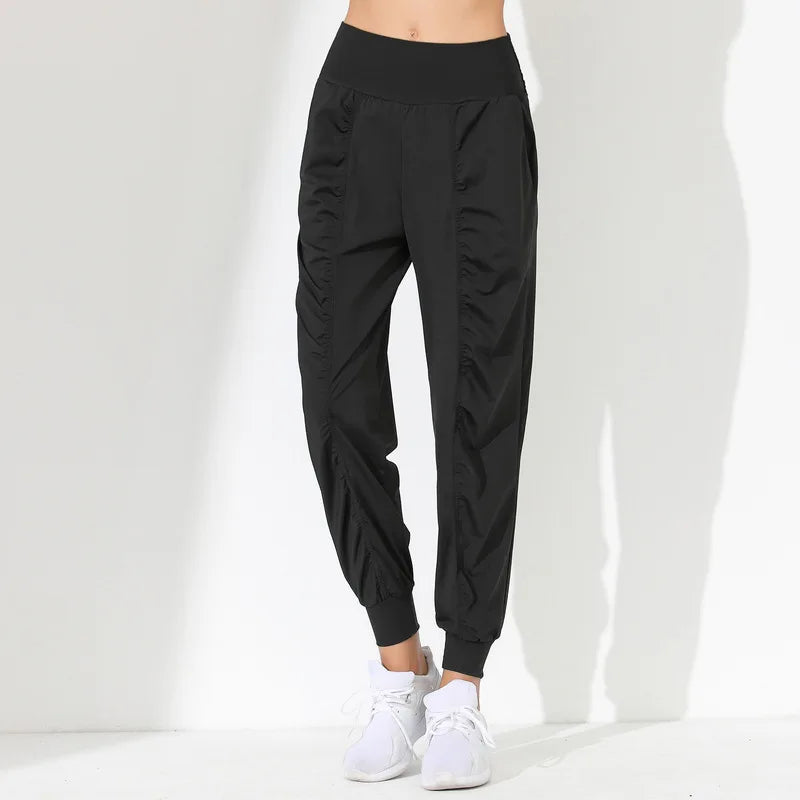 Stylish Pleated Hem Quick-Dry Yoga Pants